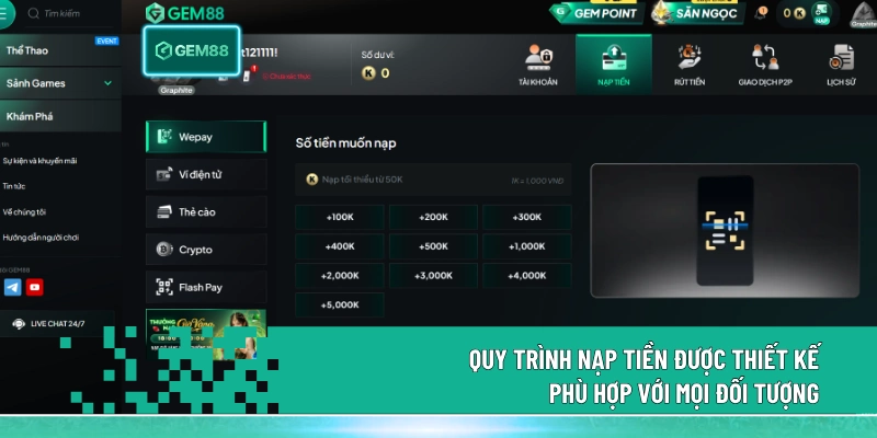 Nạp Tiền Gem88 - Giao Dịch Siêu Tốc Cho Trải Nghiệm Đỉnh Cao 3 Quy trình nạp tiền được thiết kế phù hợp với mọi đối tượng