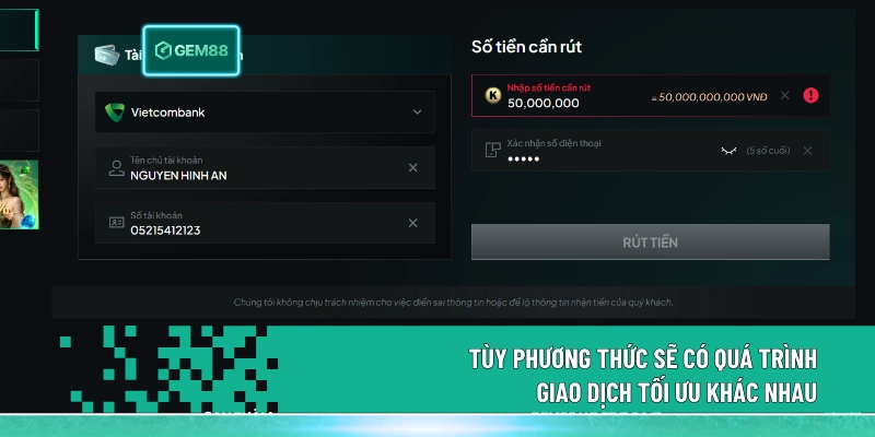 Tùy phương thức sẽ có quá trình giao dịch tối ưu khác nhau